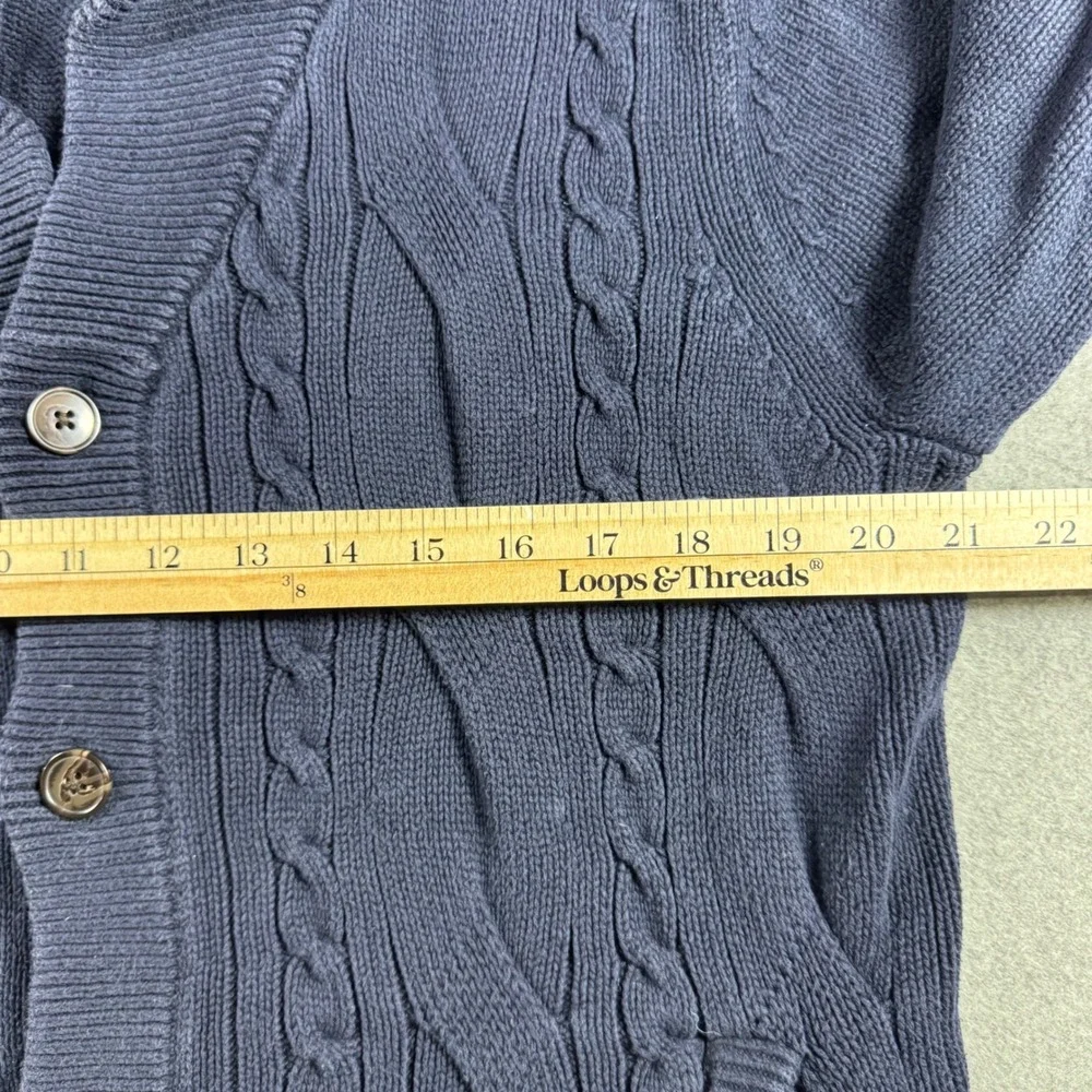 Banana Republic Cardigan Men Large Blue Excellent Cable Knit Shawl Collar 980792